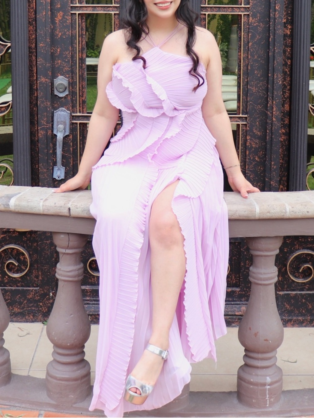 Lilac purple halter formal dress